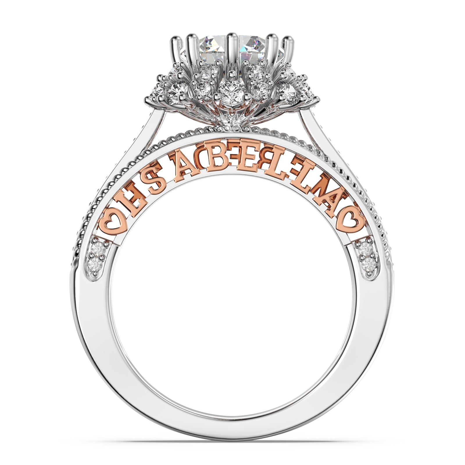 ThinkEngraved Womens Wedding Rings Personalized Women's Engagement Starburst Ring 1.5ct Round Cut Moissanite