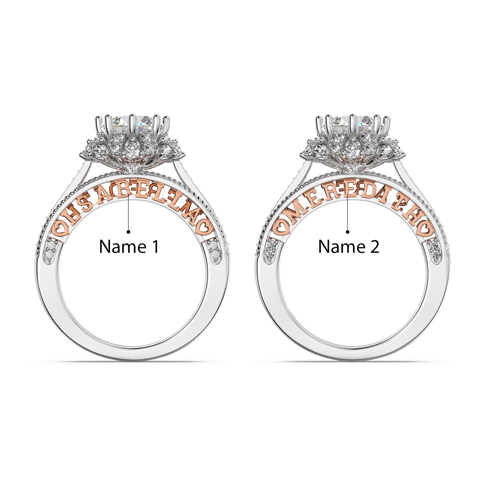 ThinkEngraved Womens Wedding Rings Personalized Women's Engagement Starburst Ring 1.5ct Round Cut Moissanite