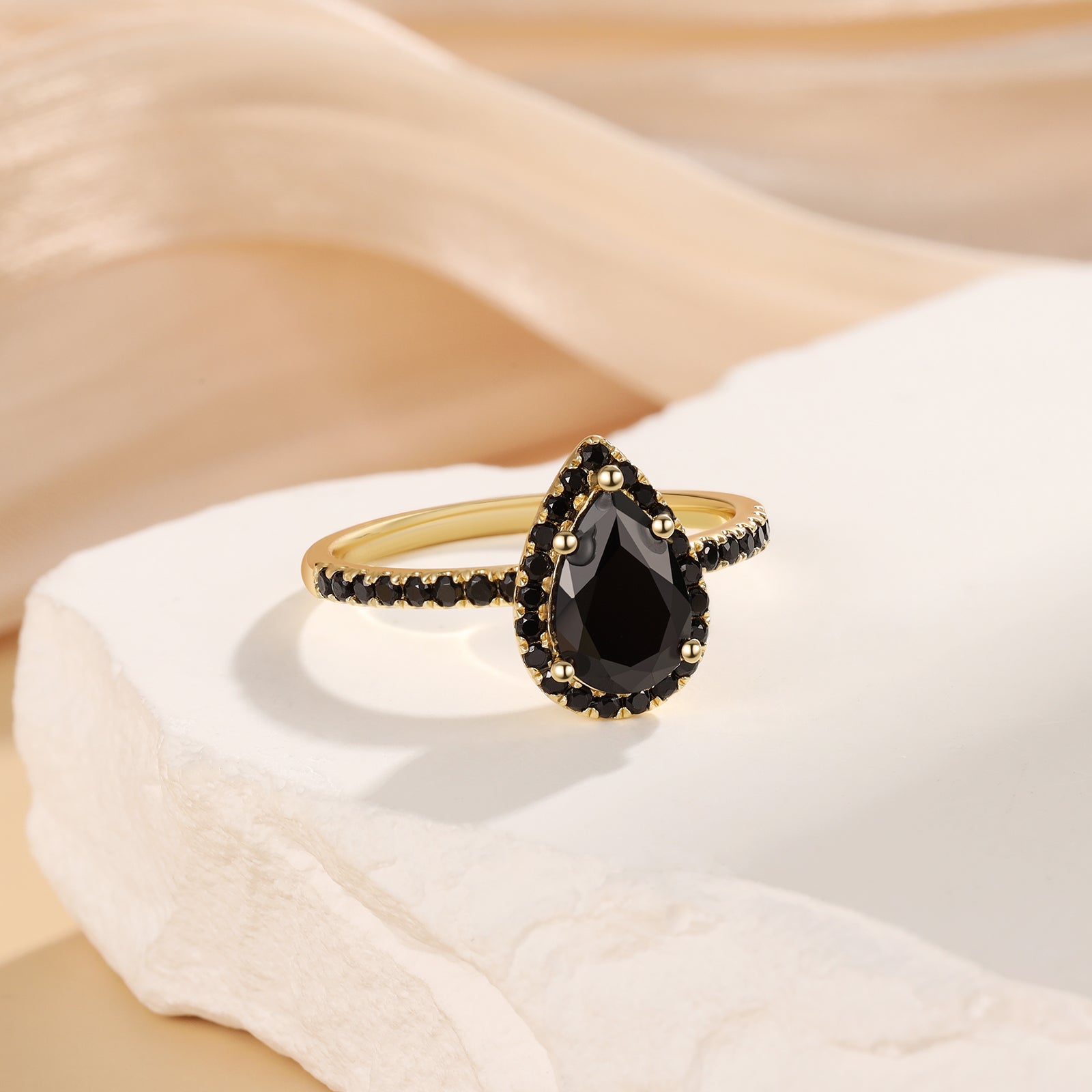 Emerald Cut Black Onyx Engagement Ring Women Vintage Yellow Gold Half  Eternity Pave Diamond Anniversary Bridal Promise - Yahoo Shopping