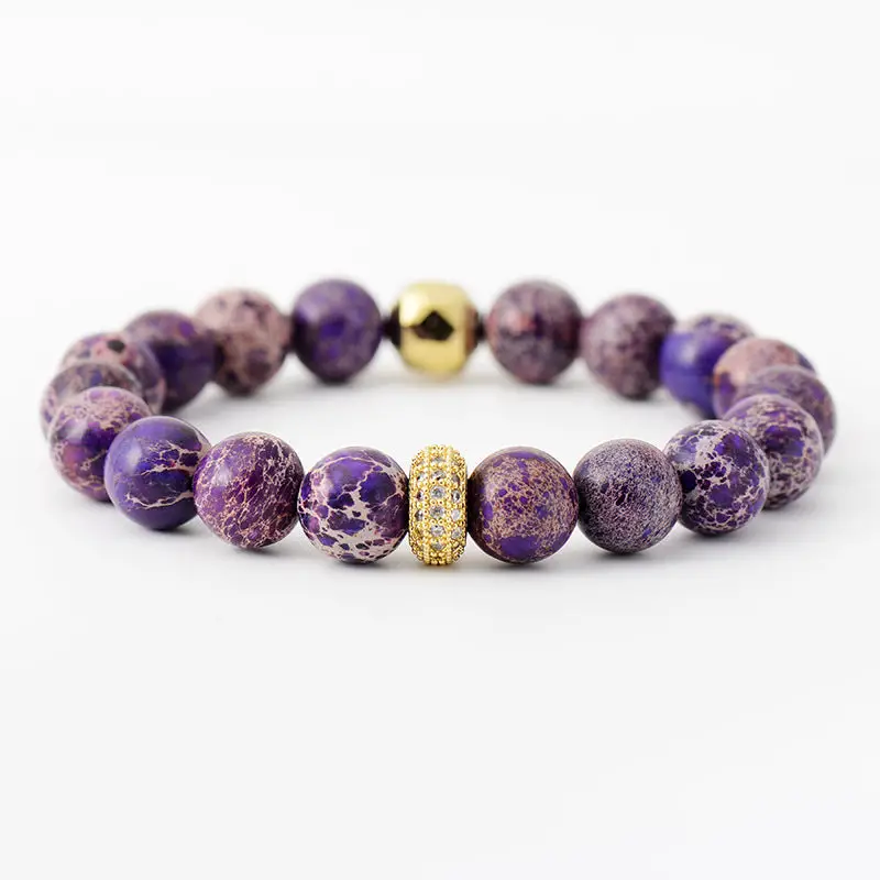 Trendsi Purple / One Size Natural Stone Beaded Bracelet
