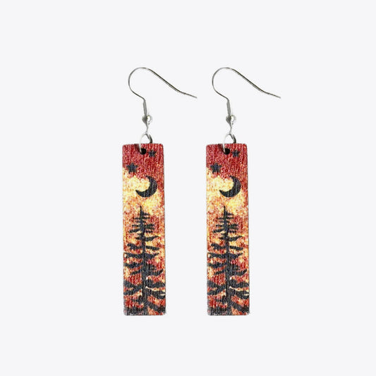 Trendsi Star and Moon Hand-Painted Wood Earrings