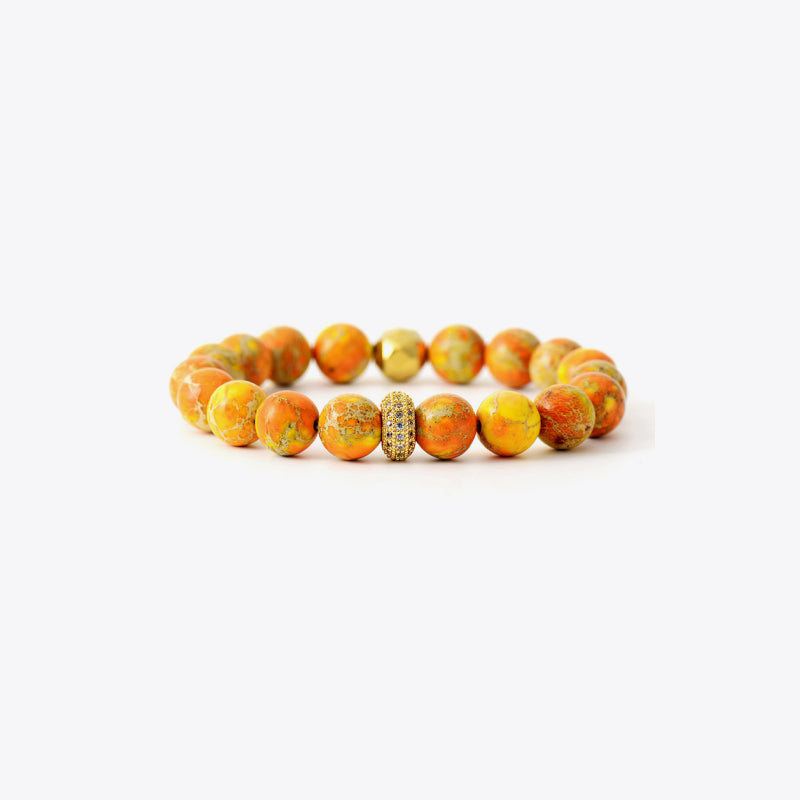 Trendsi Tangerine / One Size Natural Stone Beaded Bracelet